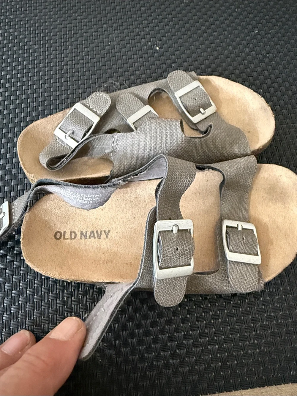 Kids Adjustable Gray Triple-Buckle Sandals